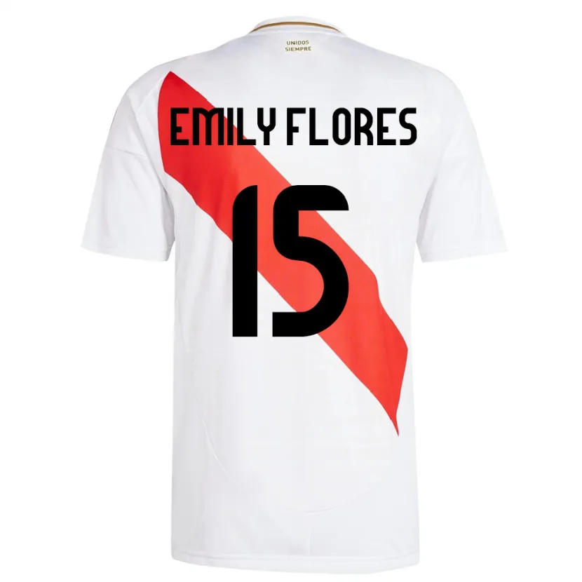 Danxen Niño Camiseta Perú Emily Flores #15 Blanco 1ª Equipación 24-26 La Camisa México