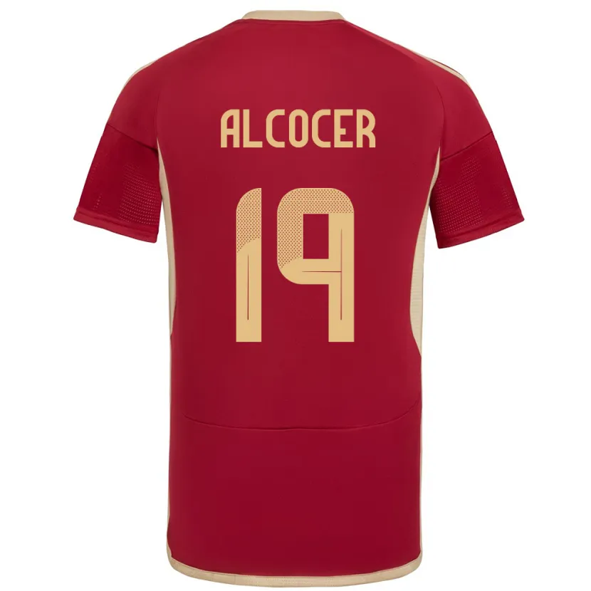 Danxen Niño Camiseta Venezuela Brayan Alcocer #19 Borgoña 1ª Equipación 24-26 La Camisa México