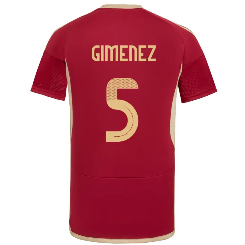 Danxen Niño Camiseta Venezuela Yenifer Giménez #5 Borgoña 1ª Equipación 24-26 La Camisa México