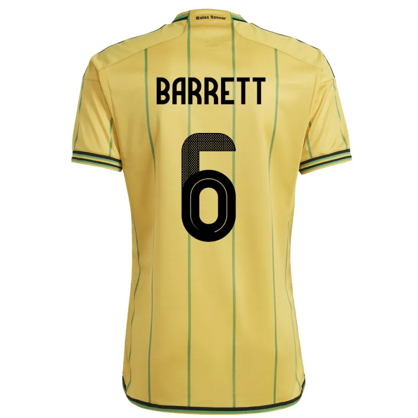 Danxen Niño Camiseta Jamaica Ronaldo Barrett #6 Amarillo 1ª Equipación 24-26 La Camisa México