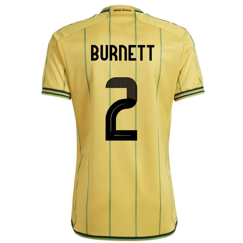 Danxen Niño Camiseta Jamaica Theanna Burnett #2 Amarillo 1ª Equipación 24-26 La Camisa México
