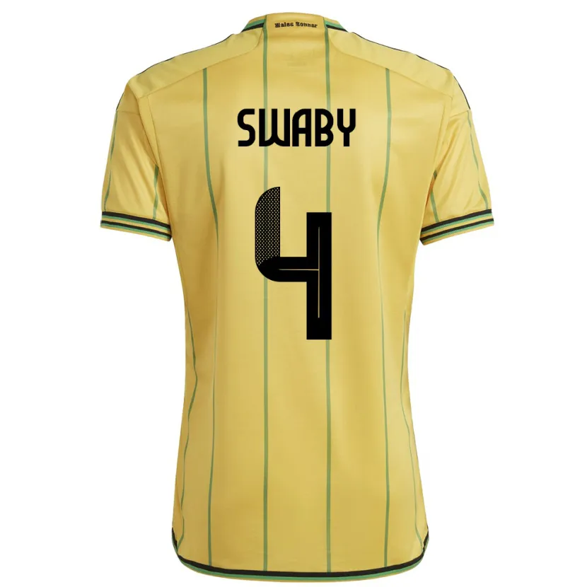 Danxen Niño Camiseta Jamaica Chantelle Swaby #4 Amarillo 1ª Equipación 24-26 La Camisa México