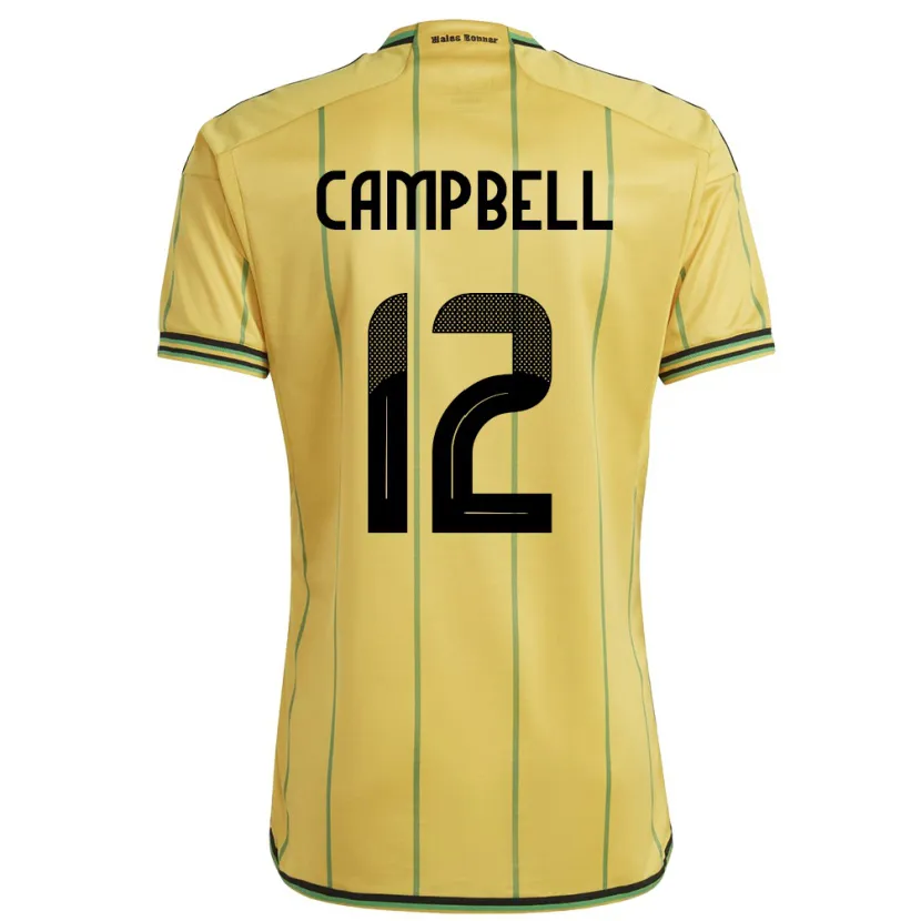 Danxen Niño Camiseta Jamaica Sashana Campbell #12 Amarillo 1ª Equipación 24-26 La Camisa México