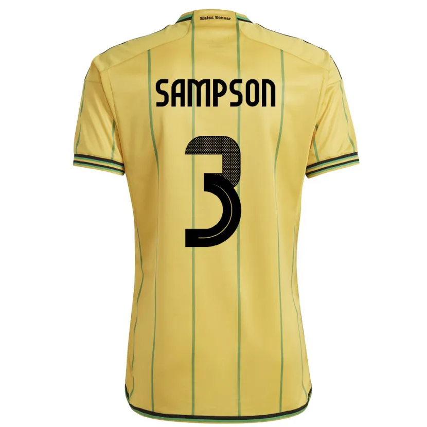 Danxen Niño Camiseta Jamaica Vyan Sampson #3 Amarillo 1ª Equipación 24-26 La Camisa México