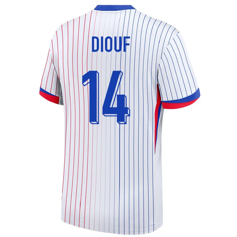 Danxen Niño Camiseta Francia Andy Diouf #14 Blanco 2ª Equipación 24-26 La Camisa México