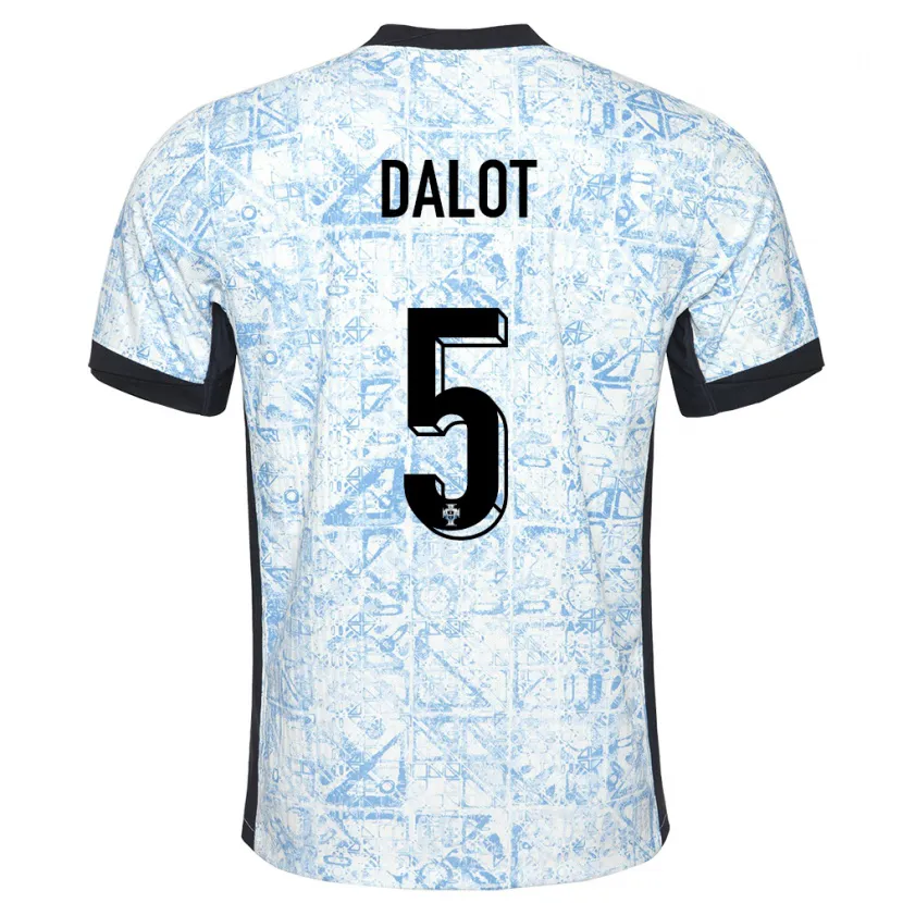 Danxen Niño Camiseta Portugal Diogo Dalot #5 Crema Azul 2ª Equipación 24-26 La Camisa México