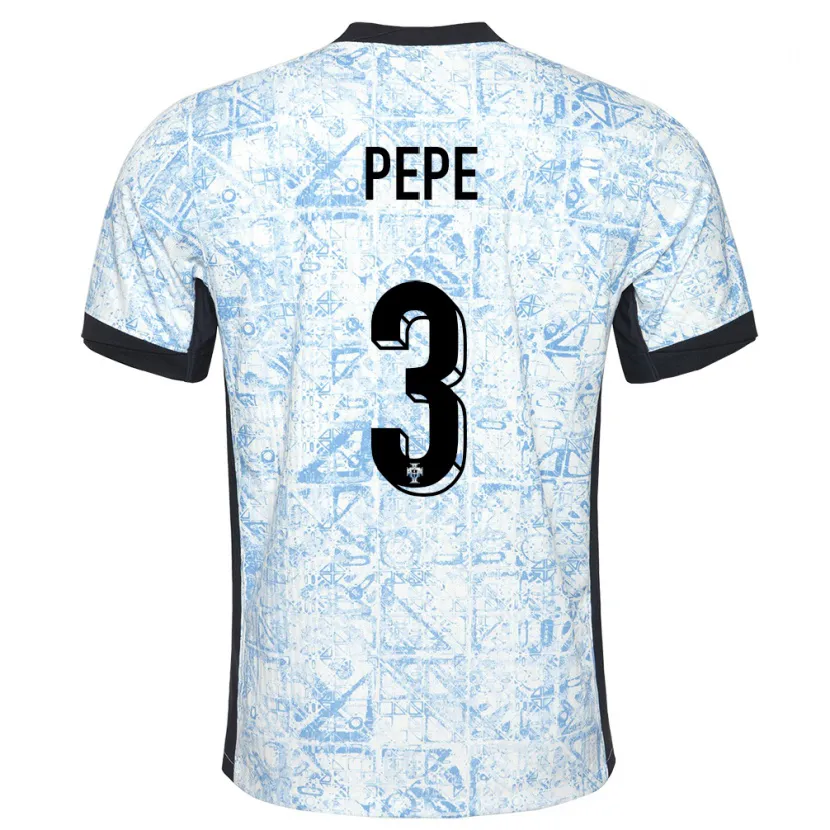 Danxen Niño Camiseta Portugal Pepe #3 Crema Azul 2ª Equipación 24-26 La Camisa México