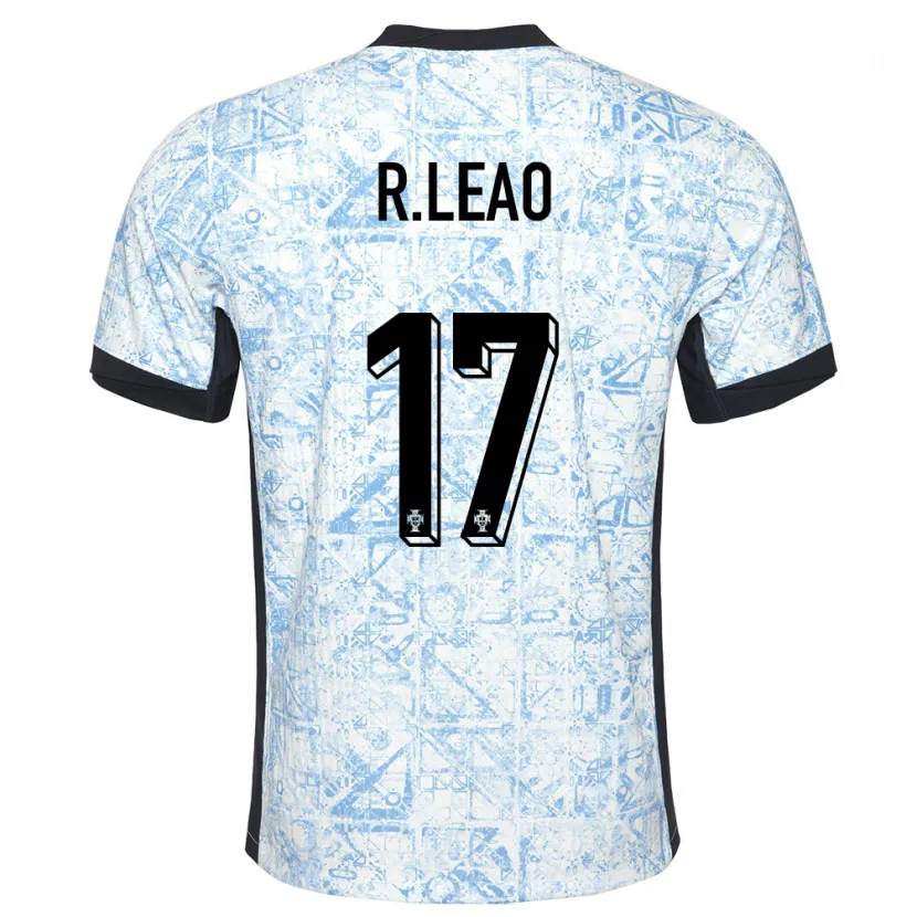 Danxen Niño Camiseta Portugal Rafael Leao #17 Crema Azul 2ª Equipación 24-26 La Camisa México