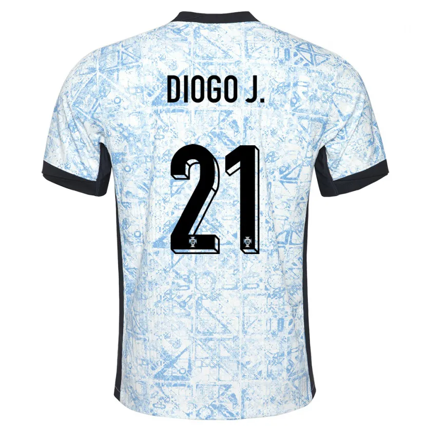 Danxen Niño Camiseta Portugal Diogo Jota #21 Crema Azul 2ª Equipación 24-26 La Camisa México