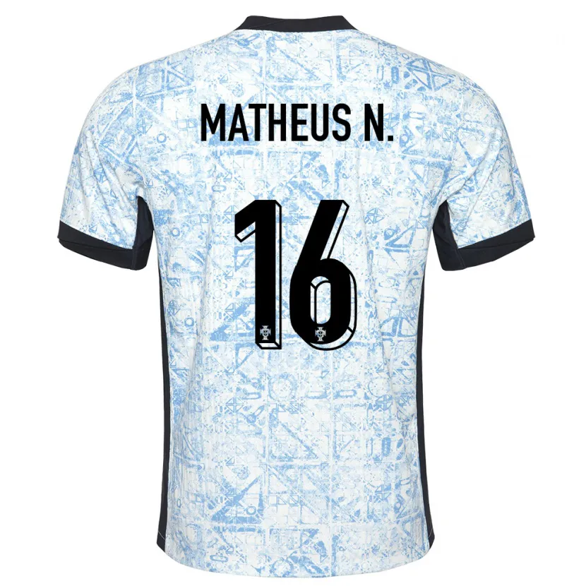 Danxen Niño Camiseta Portugal Matheus Nunes #16 Crema Azul 2ª Equipación 24-26 La Camisa México