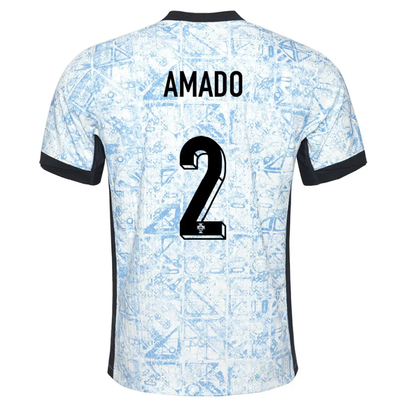 Danxen Niño Camiseta Portugal Catarina Amado #2 Crema Azul 2ª Equipación 24-26 La Camisa México