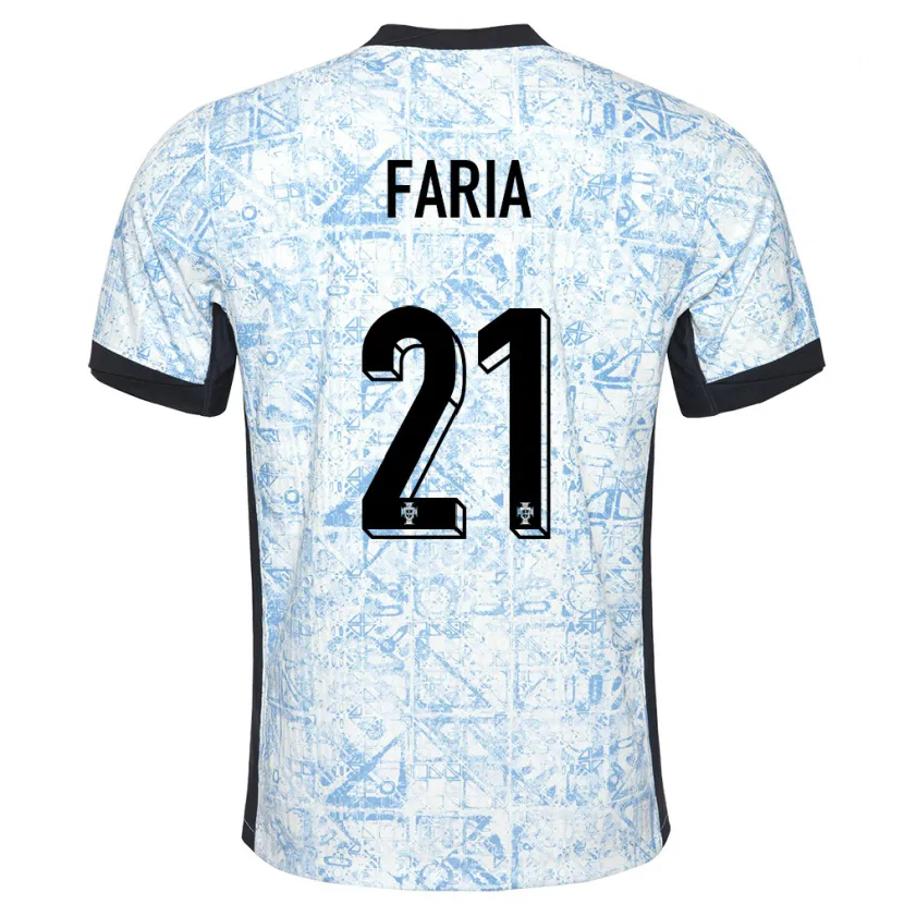 Danxen Niño Camiseta Portugal Andreia Faria #21 Crema Azul 2ª Equipación 24-26 La Camisa México