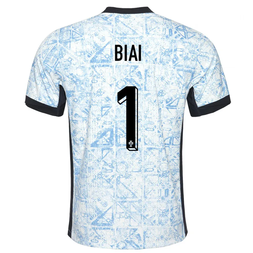 Danxen Niño Camiseta Portugal Celton Biai #1 Crema Azul 2ª Equipación 24-26 La Camisa México