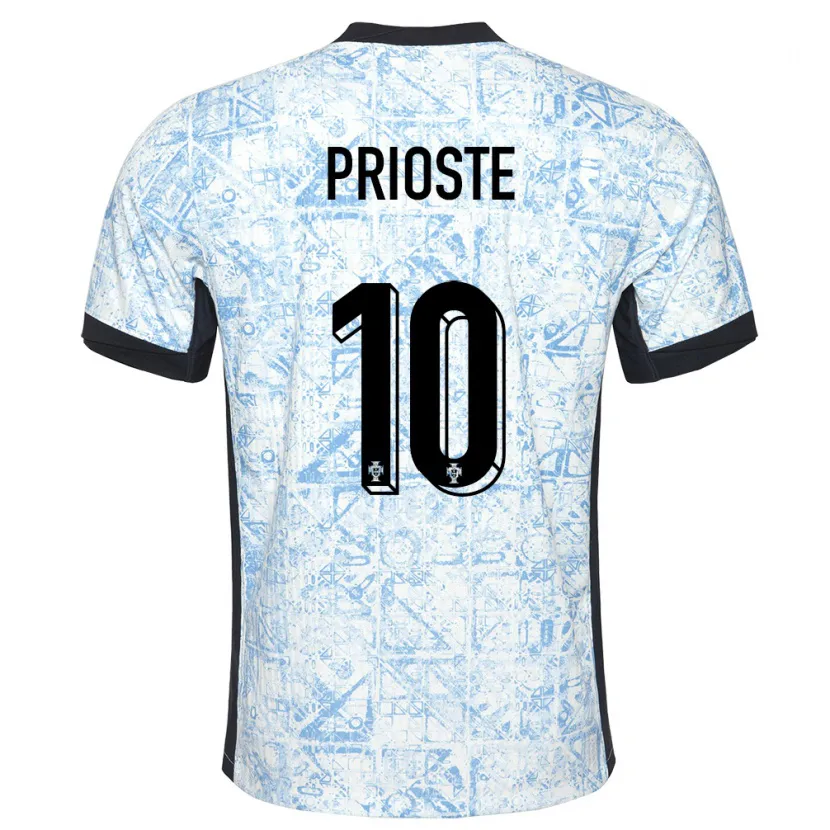 Danxen Niño Camiseta Portugal Diogo Prioste #10 Crema Azul 2ª Equipación 24-26 La Camisa México