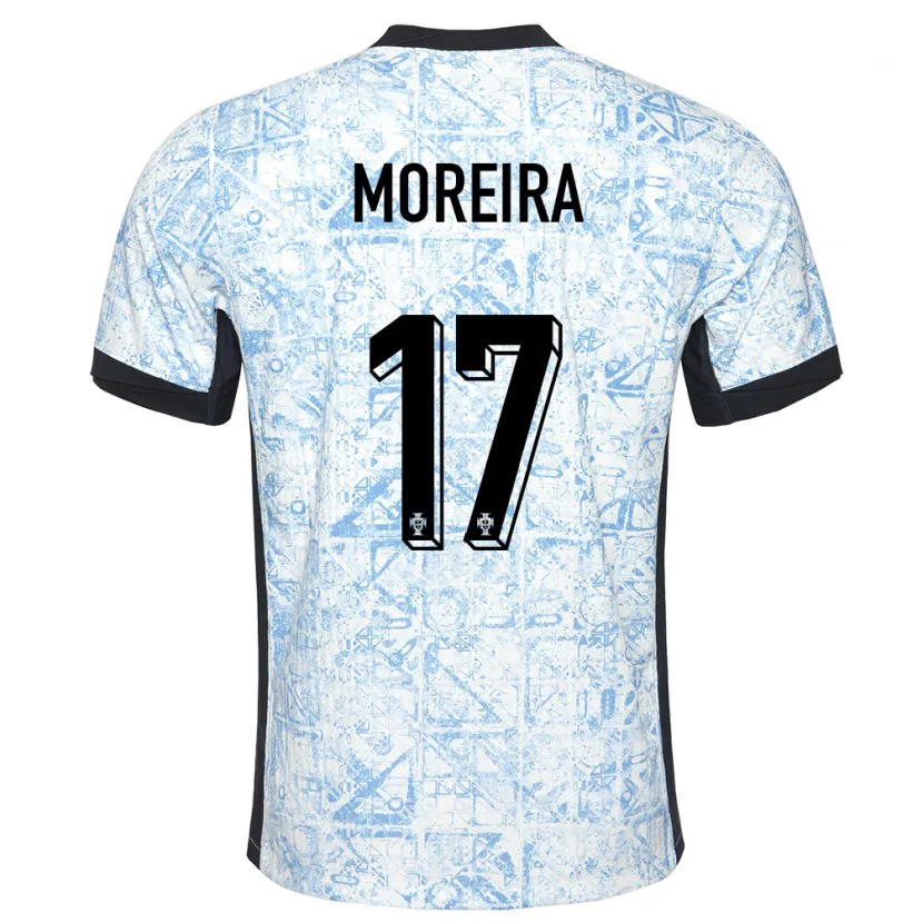 Danxen Niño Camiseta Portugal Afonso Moreira #17 Crema Azul 2ª Equipación 24-26 La Camisa México