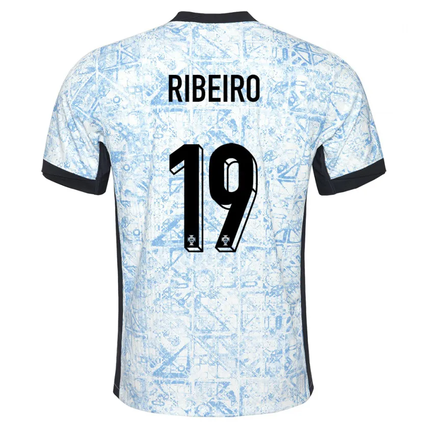 Danxen Niño Camiseta Portugal Rodrigo Ribeiro #19 Crema Azul 2ª Equipación 24-26 La Camisa México