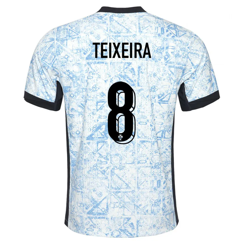 Danxen Niño Camiseta Portugal Joao Teixeira #8 Crema Azul 2ª Equipación 24-26 La Camisa México