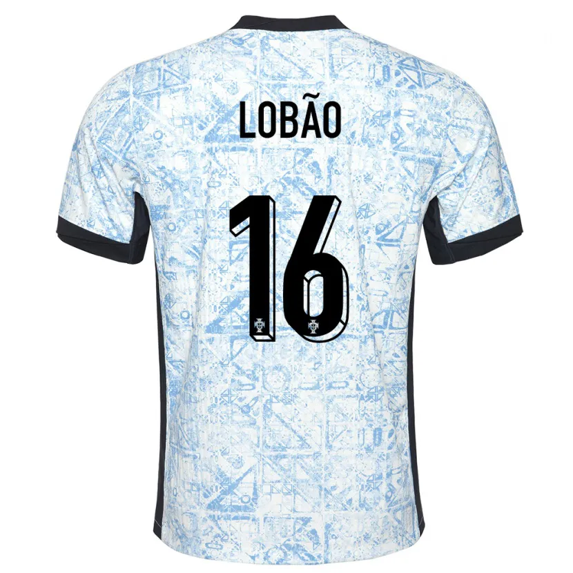 Danxen Niño Camiseta Portugal Diogo Lobao #16 Crema Azul 2ª Equipación 24-26 La Camisa México