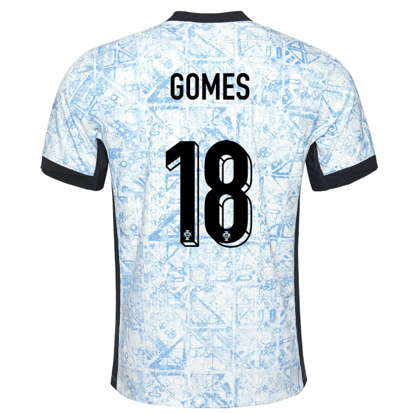 Danxen Niño Camiseta Portugal Andre Gomes #18 Crema Azul 2ª Equipación 24-26 La Camisa México