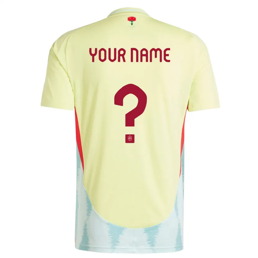 Danxen Niño Camiseta España Su Nombre #0 Amarillo 2ª Equipación 24-26 La Camisa México
