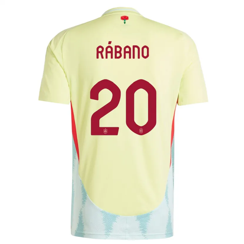Danxen Niño Camiseta España Nuria Rabano #20 Amarillo 2ª Equipación 24-26 La Camisa México
