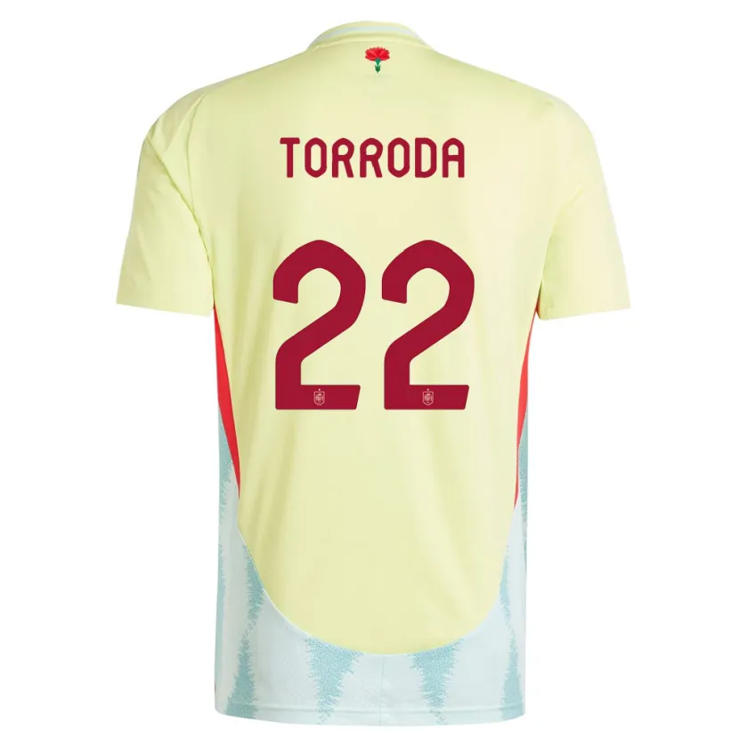 Danxen Niño Camiseta España Anna Torroda #22 Amarillo 2ª Equipación 24-26 La Camisa México