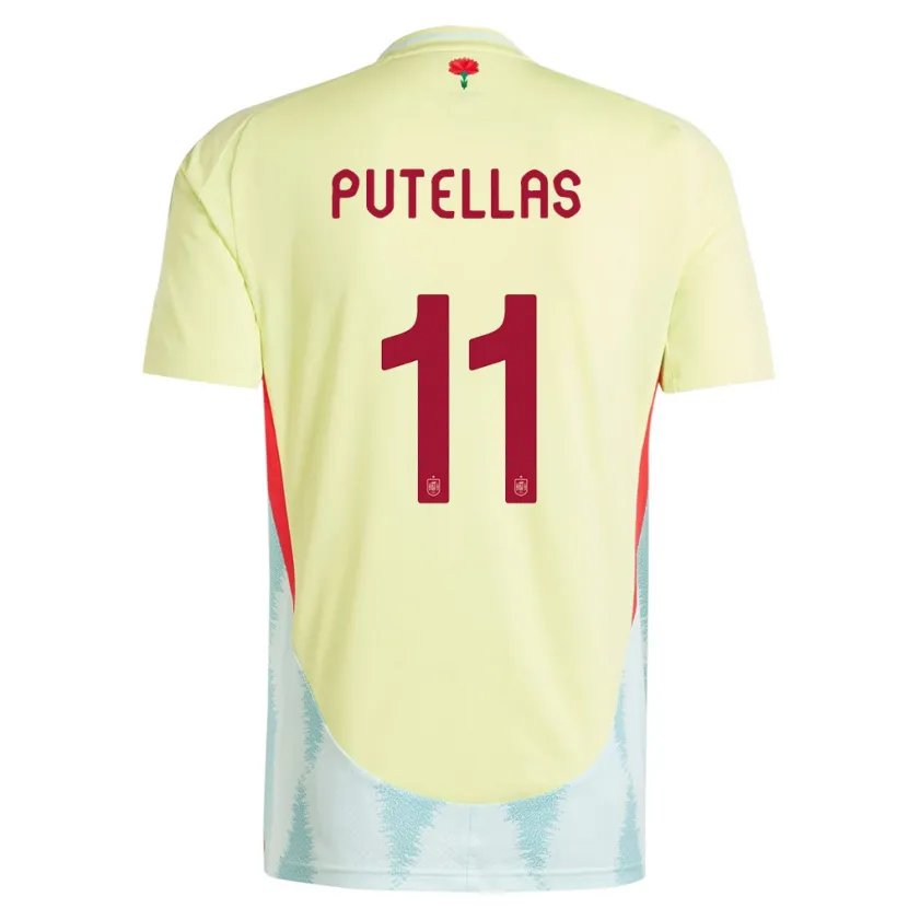 Danxen Niño Camiseta España Alexia Putellas #11 Amarillo 2ª Equipación 24-26 La Camisa México