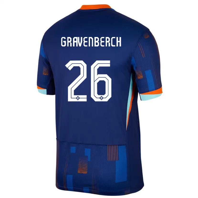 Danxen Niño Camiseta Países Bajos Ryan Gravenberch #26 Azul 2ª Equipación 24-26 La Camisa México