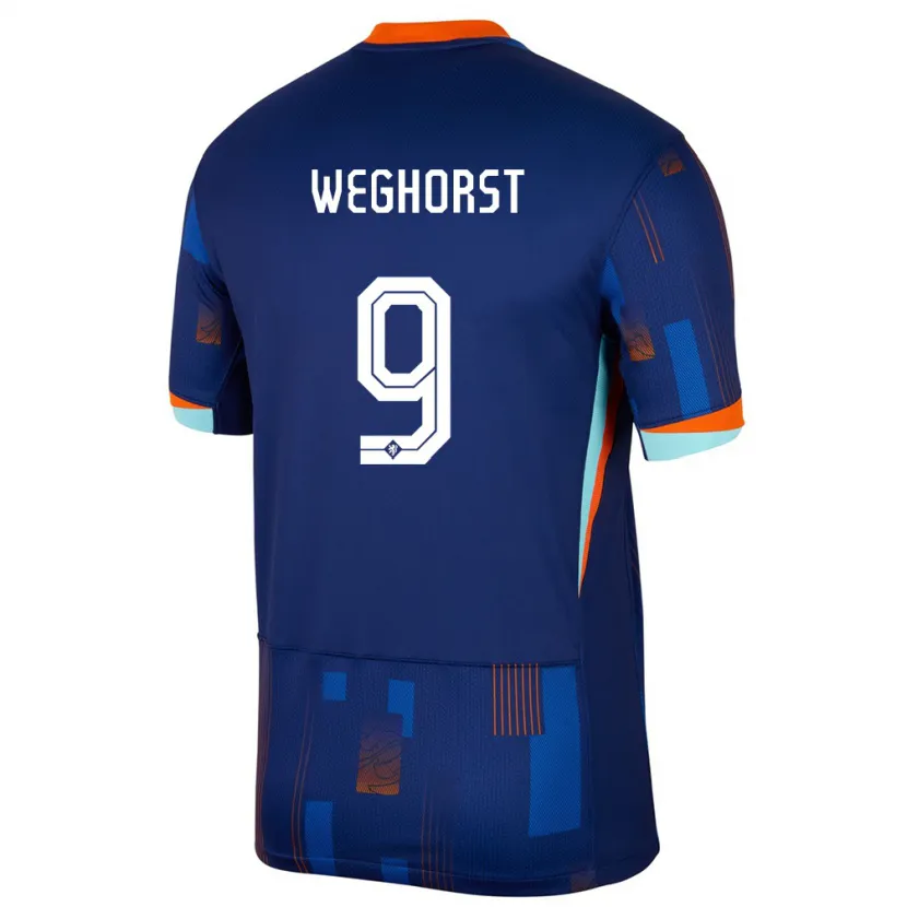 Danxen Niño Camiseta Países Bajos Wout Weghorst #9 Azul 2ª Equipación 24-26 La Camisa México
