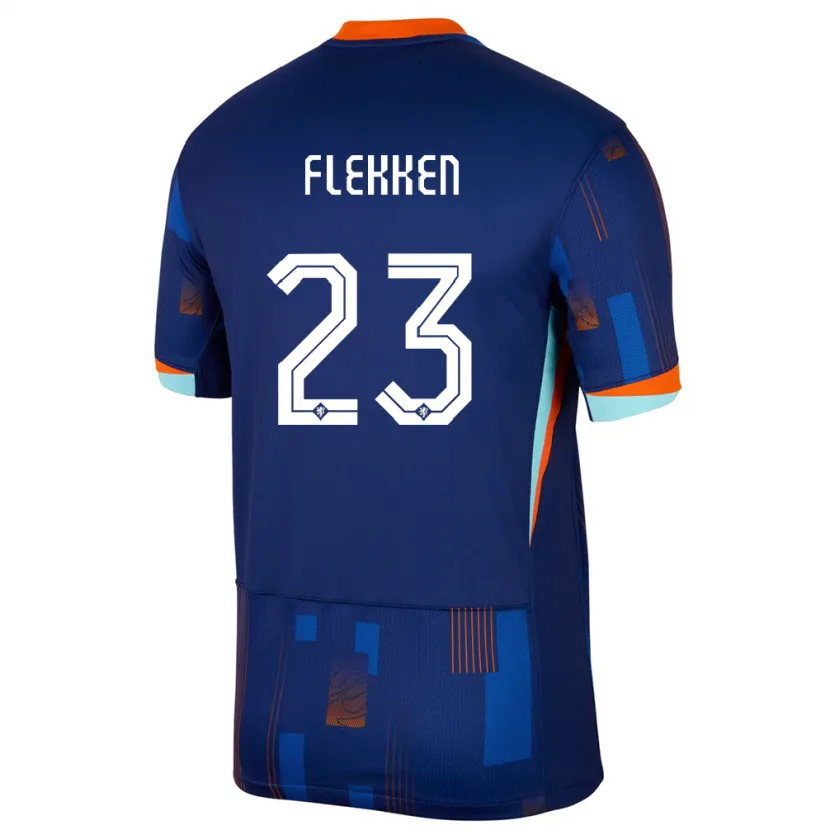 Danxen Niño Camiseta Países Bajos Mark Flekken #23 Azul 2ª Equipación 24-26 La Camisa México