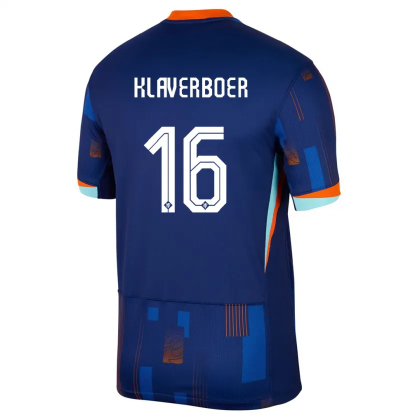 Danxen Niño Camiseta Países Bajos Bernt Klaverboer #16 Azul 2ª Equipación 24-26 La Camisa México