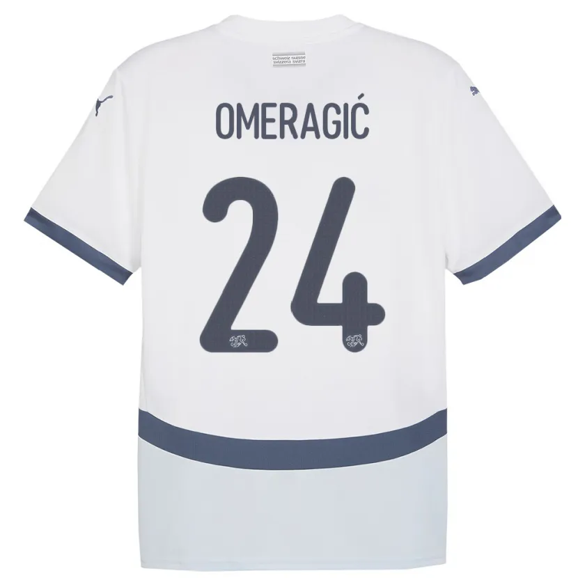 Danxen Niño Camiseta Suiza Becir Omeragic #24 Blanco 2ª Equipación 24-26 La Camisa México