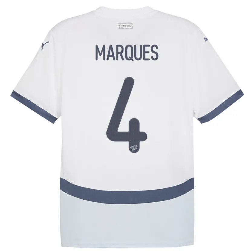 Danxen Niño Camiseta Suiza Christian Marques #4 Blanco 2ª Equipación 24-26 La Camisa México