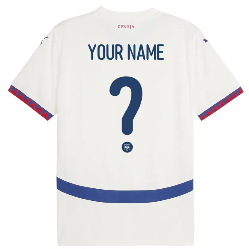 Danxen Niño Camiseta Serbia Su Nombre #0 Blanco 2ª Equipación 24-26 La Camisa México