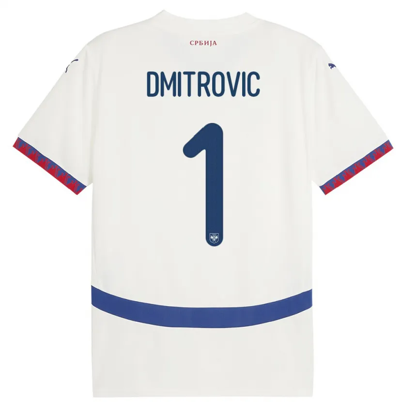 Danxen Niño Camiseta Serbia Marko Dmitrovic #1 Blanco 2ª Equipación 24-26 La Camisa México