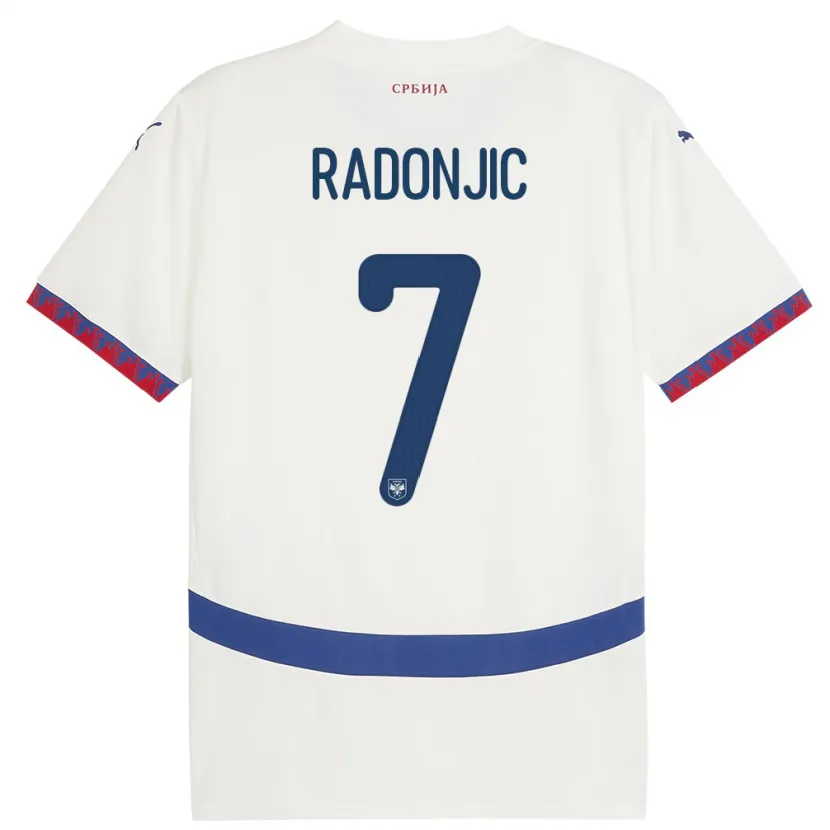 Danxen Niño Camiseta Serbia Nemanja Radonjic #7 Blanco 2ª Equipación 24-26 La Camisa México
