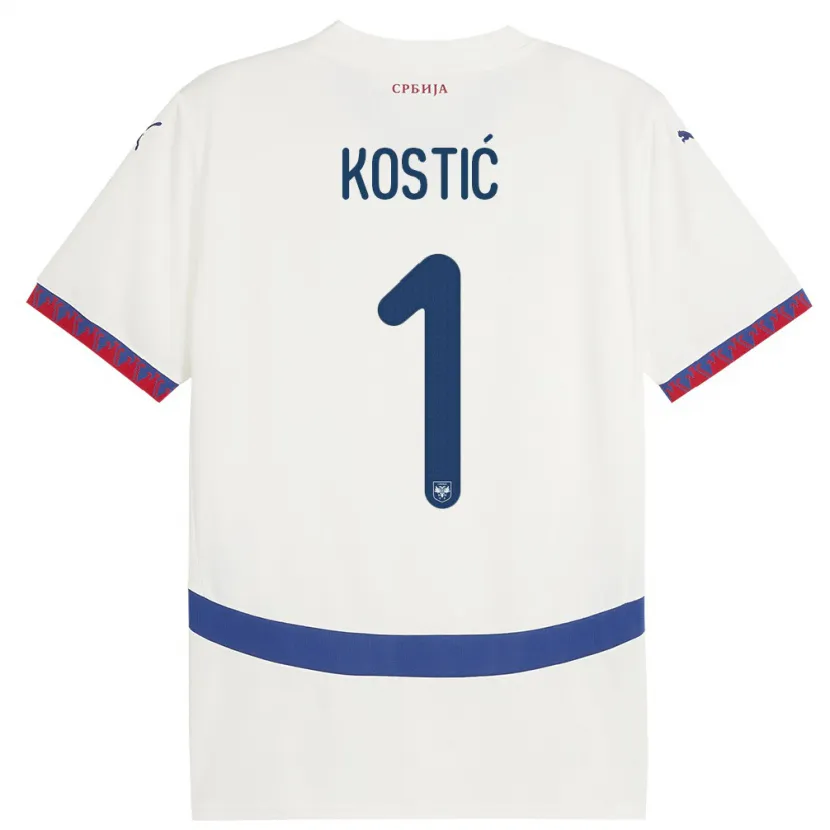 Danxen Niño Camiseta Serbia Milica Kostic #1 Blanco 2ª Equipación 24-26 La Camisa México