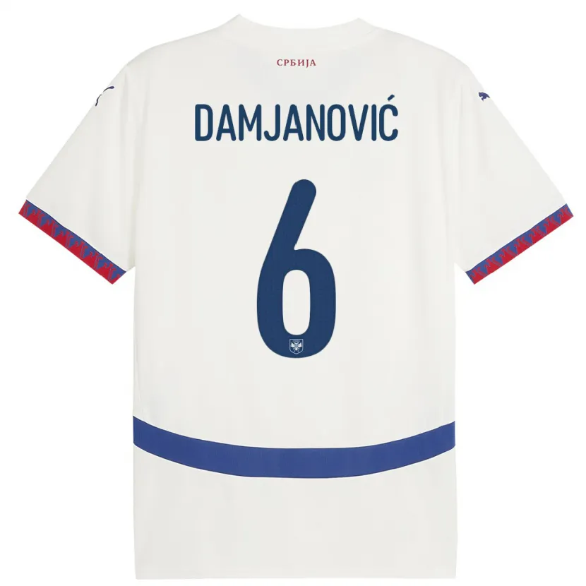 Danxen Niño Camiseta Serbia Nevena Damjanovic #6 Blanco 2ª Equipación 24-26 La Camisa México