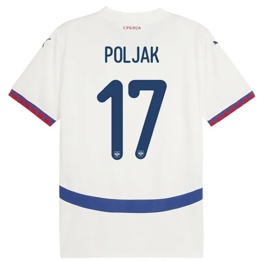 Danxen Niño Camiseta Serbia Allegra Poljak #17 Blanco 2ª Equipación 24-26 La Camisa México