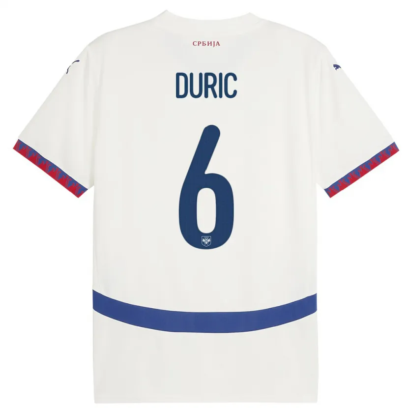 Danxen Niño Camiseta Serbia Andrej Duric #6 Blanco 2ª Equipación 24-26 La Camisa México