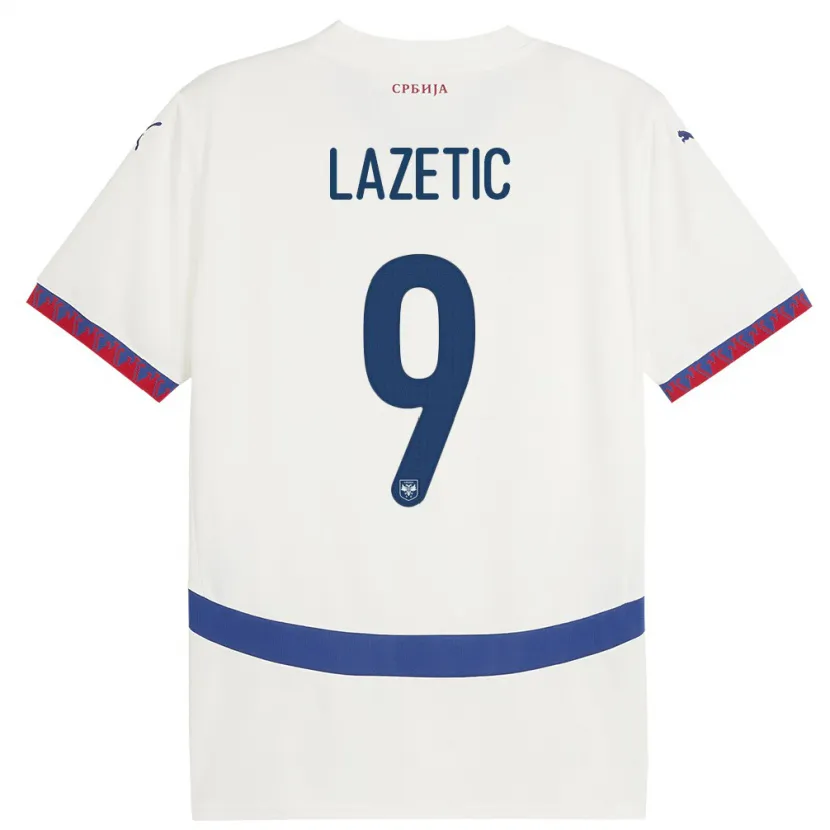 Danxen Niño Camiseta Serbia Marko Lazetic #9 Blanco 2ª Equipación 24-26 La Camisa México