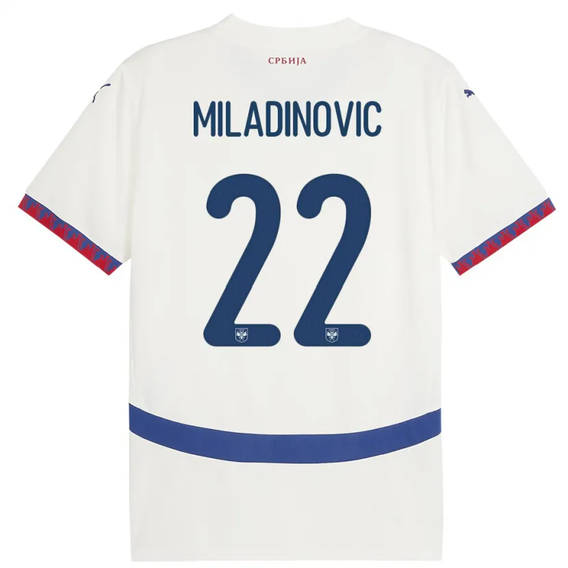Danxen Niño Camiseta Serbia Igor Miladinovic #22 Blanco 2ª Equipación 24-26 La Camisa México