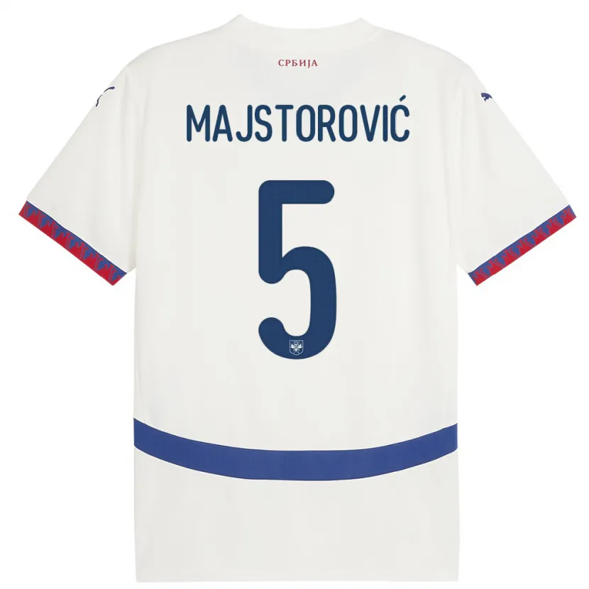 Danxen Niño Camiseta Serbia Milan Majstorovic #5 Blanco 2ª Equipación 24-26 La Camisa México