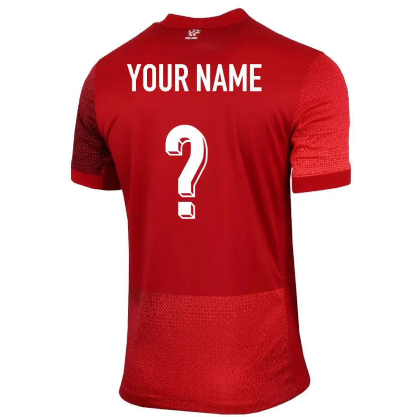 Danxen Niño Camiseta Polonia Su Nombre #0 Rojo 2ª Equipación 24-26 La Camisa México