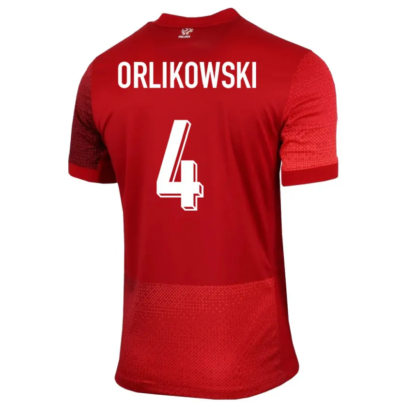 Danxen Niño Camiseta Polonia Igor Orlikowski #4 Rojo 2ª Equipación 24-26 La Camisa México
