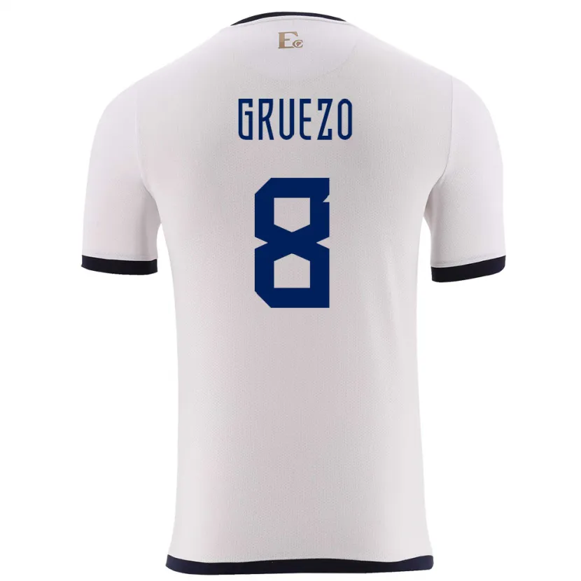 Danxen Niño Camiseta Ecuador Carlos Gruezo #8 Blanco 2ª Equipación 24-26 La Camisa México