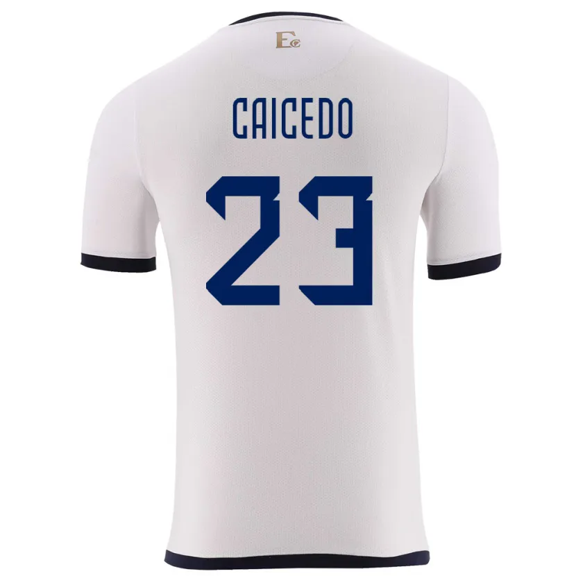 Danxen Niño Camiseta Ecuador Moises Caicedo #23 Blanco 2ª Equipación 24-26 La Camisa México