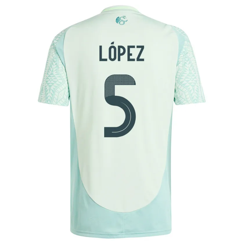 Danxen Niño Camiseta México Jimena Lopez #5 Lino Verde 2ª Equipación 24-26 La Camisa México