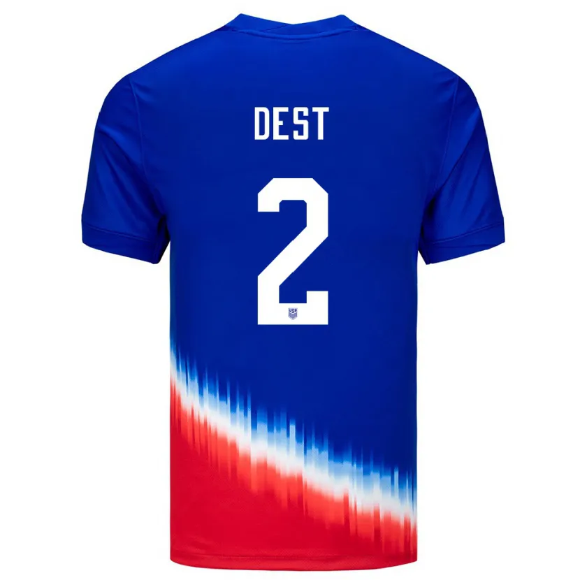 Danxen Niño Camiseta Estados Unidos Sergino Dest #2 Azul 2ª Equipación 24-26 La Camisa México