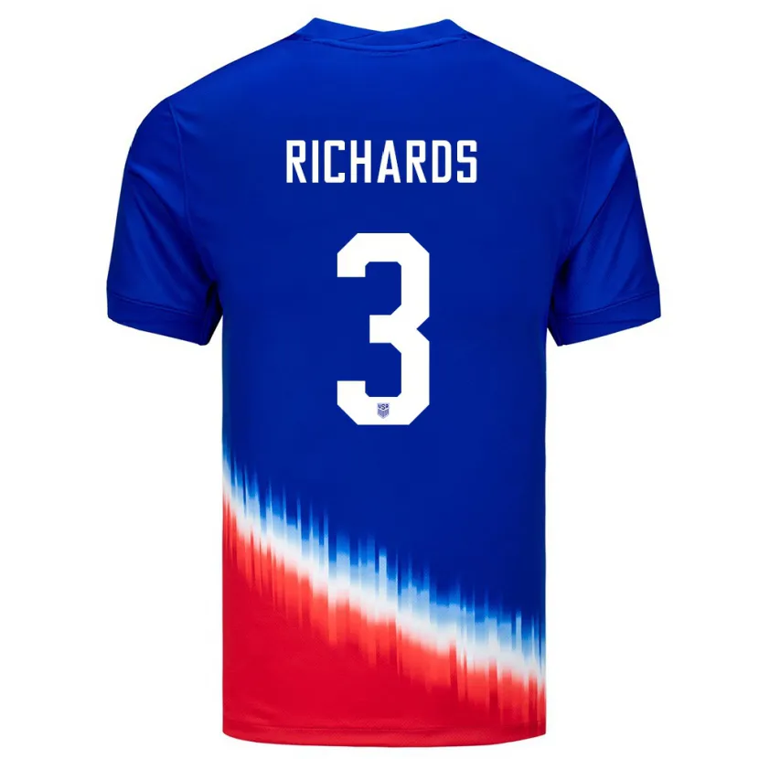 Danxen Niño Camiseta Estados Unidos Chris Richards #3 Azul 2ª Equipación 24-26 La Camisa México